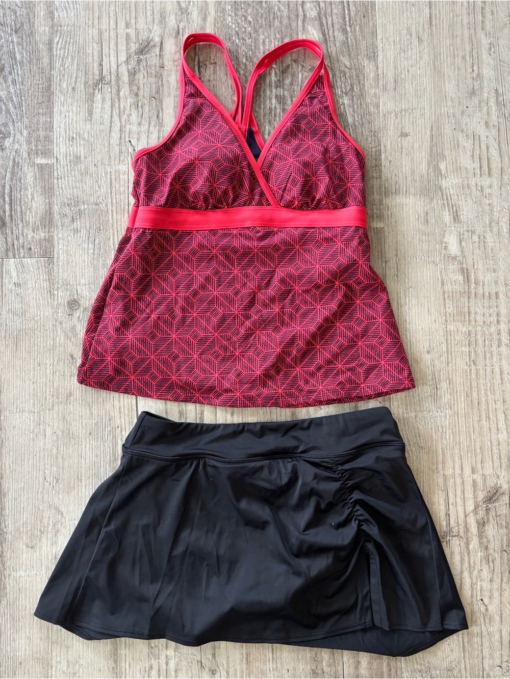 LL Bean Bathing Suit Size 6 Tankini Top and Black Skirt Swim Set - Women